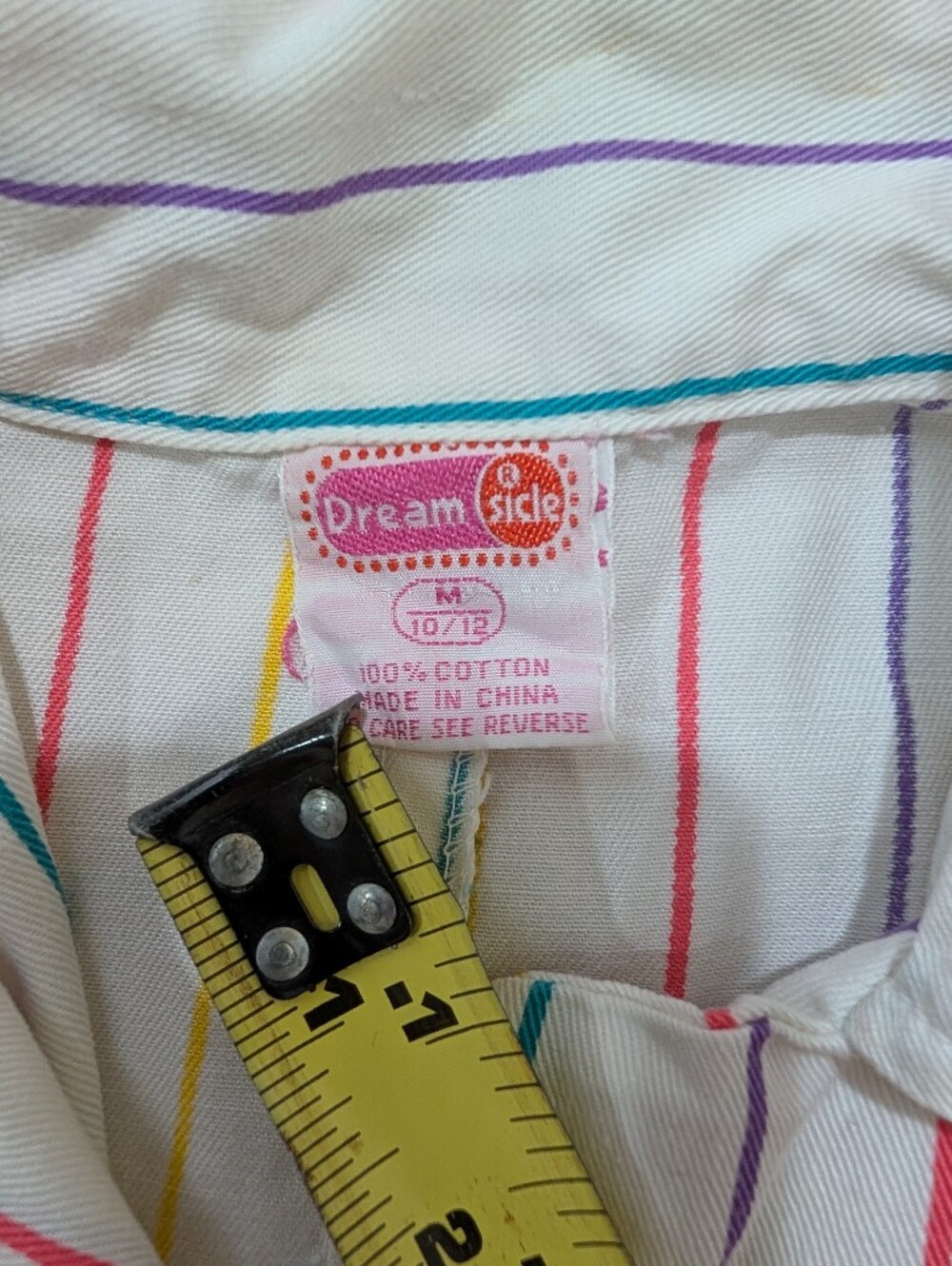 Vintage Girls 80's 90's Rainbow Stripe Short Romper 10 - Picture 5 of 13